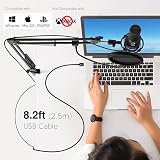 FIFINE USB Micro avec Bras, Microphone Podcast à Condensateur pour Ordinateur PS4/PS5, Micro PC pour Streaming Studio avec Pied de Microphone - T669 - 3