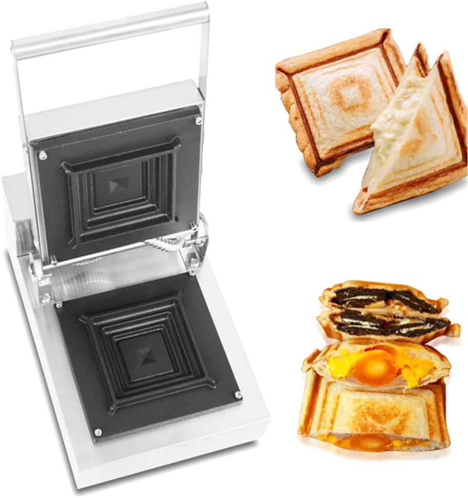 Commercial Sandwich Press | Waffle Iron Machine Panini Grill Press | Pastry Machine | Stainless Steel Toaster | Adjustable Temperature Control | Cool Touch Handle