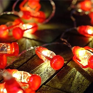 Uonlytech Outdoor String Lights Outdoor String Lights Lantern String Lights Fairy Lights Battery Operated for DIY Wedding Party Bedroom 6M 40LEDs (Red) Led String Lights Led String Lights