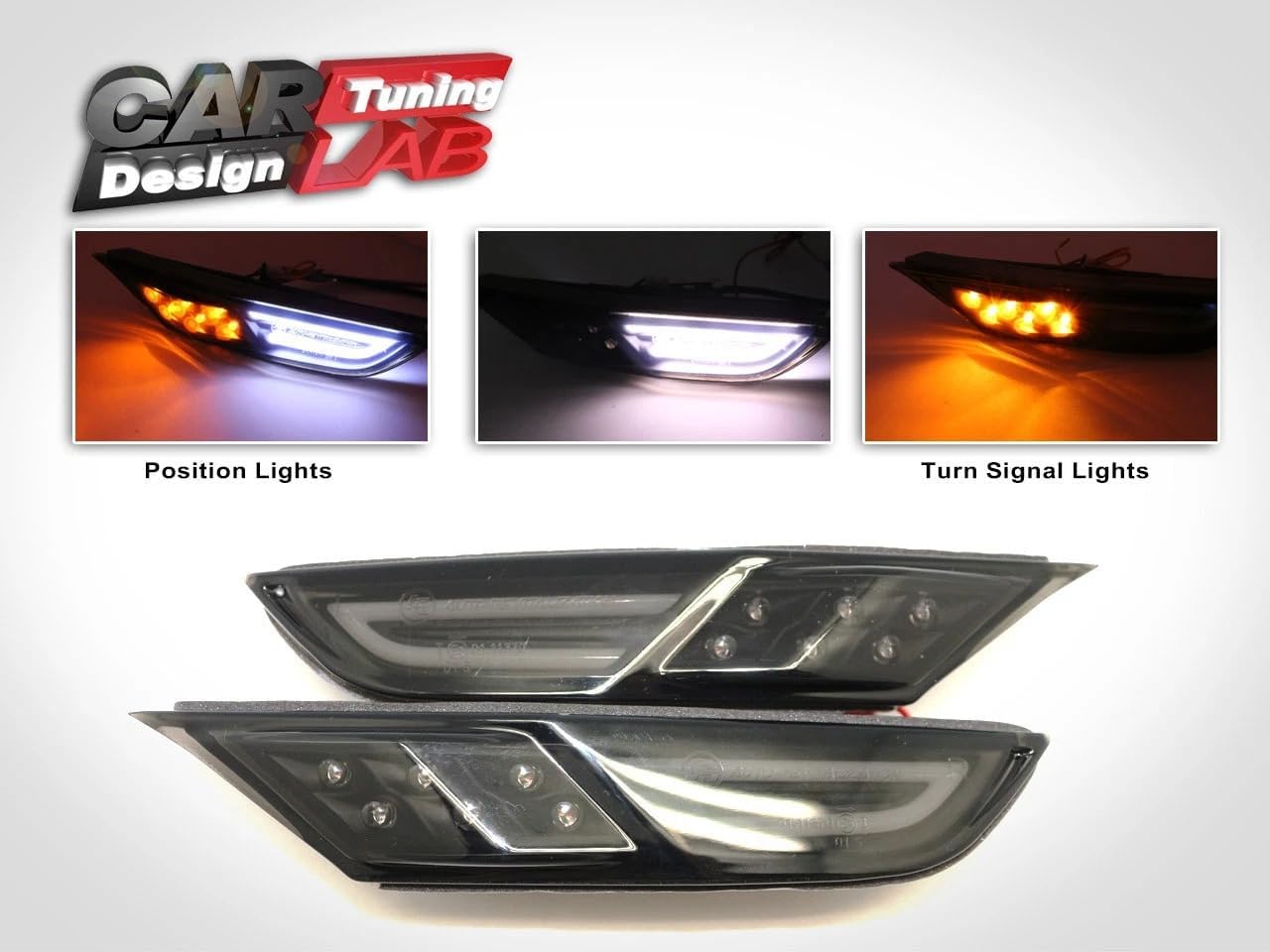 Exterior Lights - Dual Amber/White LED Front Fender Bumper Side Marker Turn Signal Indicators Compatible with 2009-2024 Nissan GTR GT-R R35