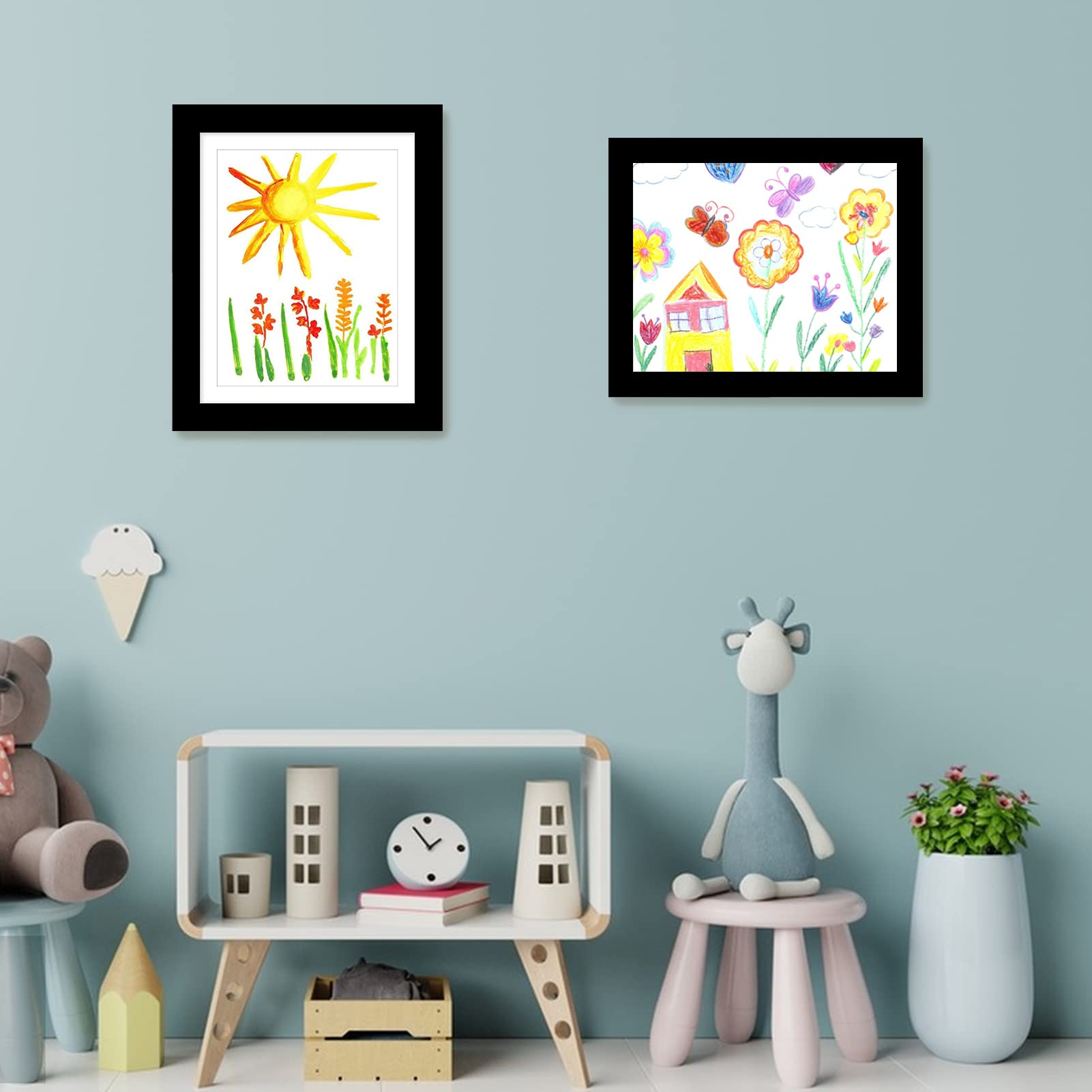 Fotolijst voor kinderen, fotolijst voor kinderen, met opslag, fotolijst A4 voor kinderen, aanpasbaar, fotolijst voor het opbergen van kunstwerken voor tekening, handwerk