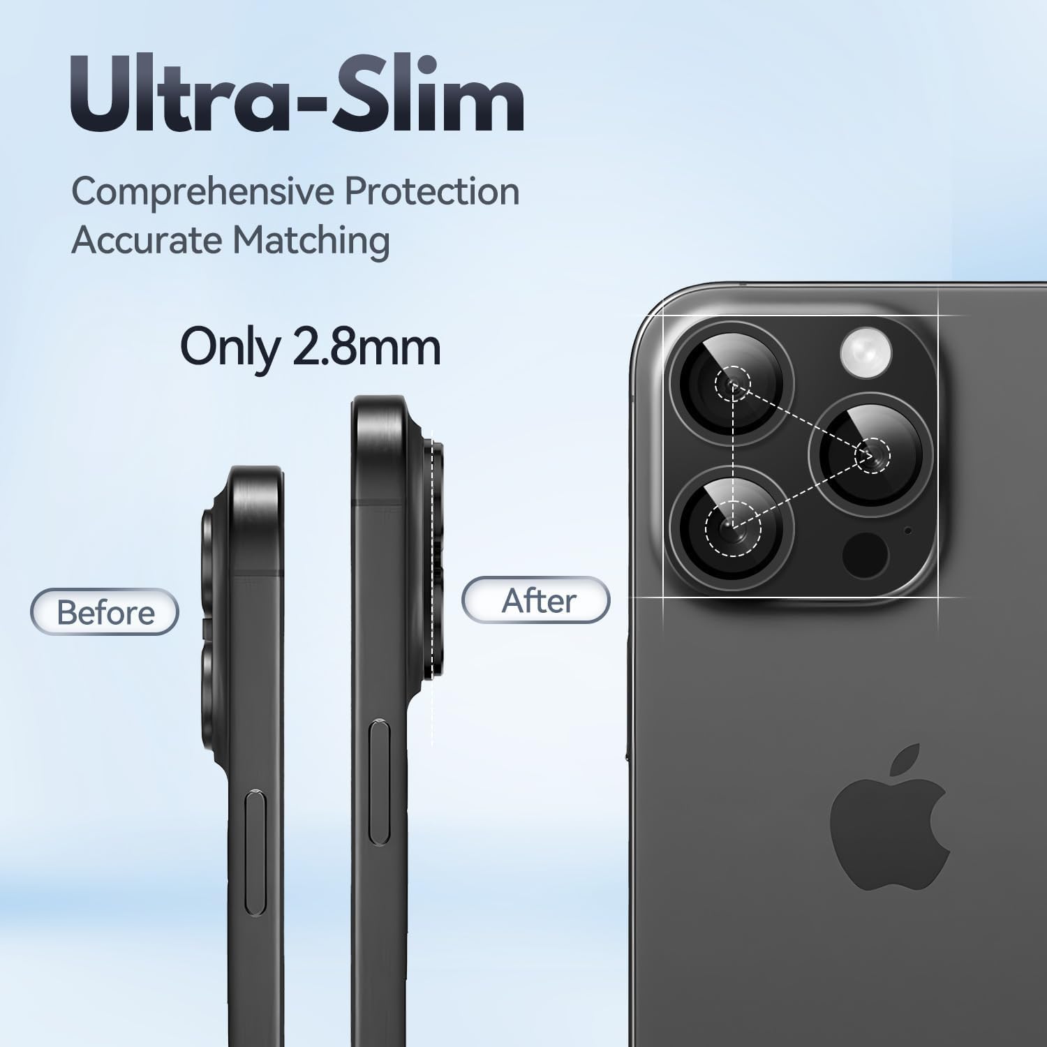 T Tersely 2 Pack Camera Lens Protector for iPhone 16 Pro/16 Pro Max, Alloy Metal Camera Cover with Tempered Glass Screen Protector Accessories,Scratch Resistant,Easy to Install - Black