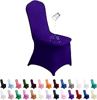 Vista 25 de SUPERO Funda impermeable de elastano para silla, 25 unidades, fundas elásticas para sillas de comedor, fundas de poliéster para sillas de Blanco