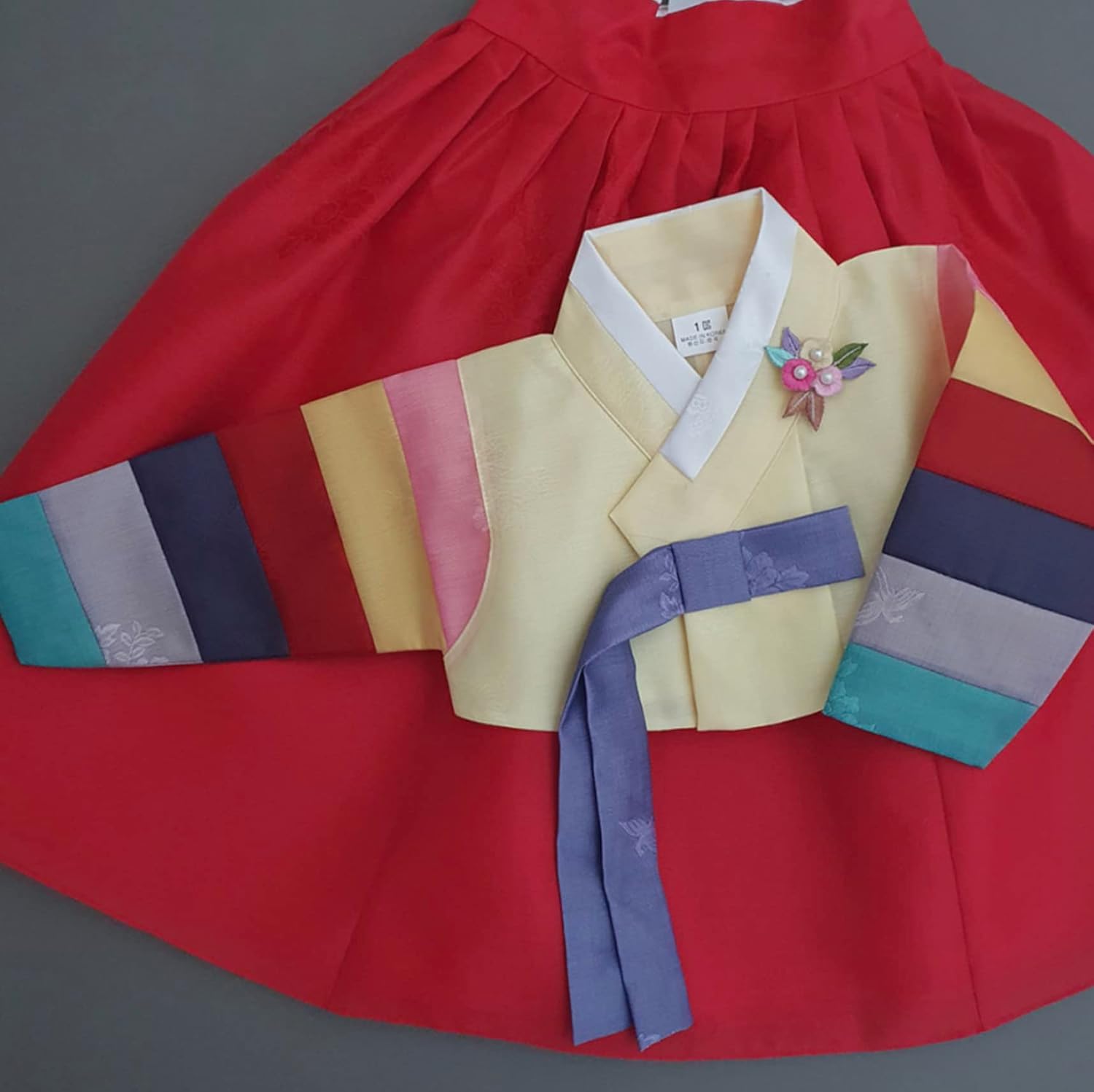 Korean Baby Girl Hanbok for 100days~15y/o Ivory Pink Floral Brooch Included Girl Kids Hanbok