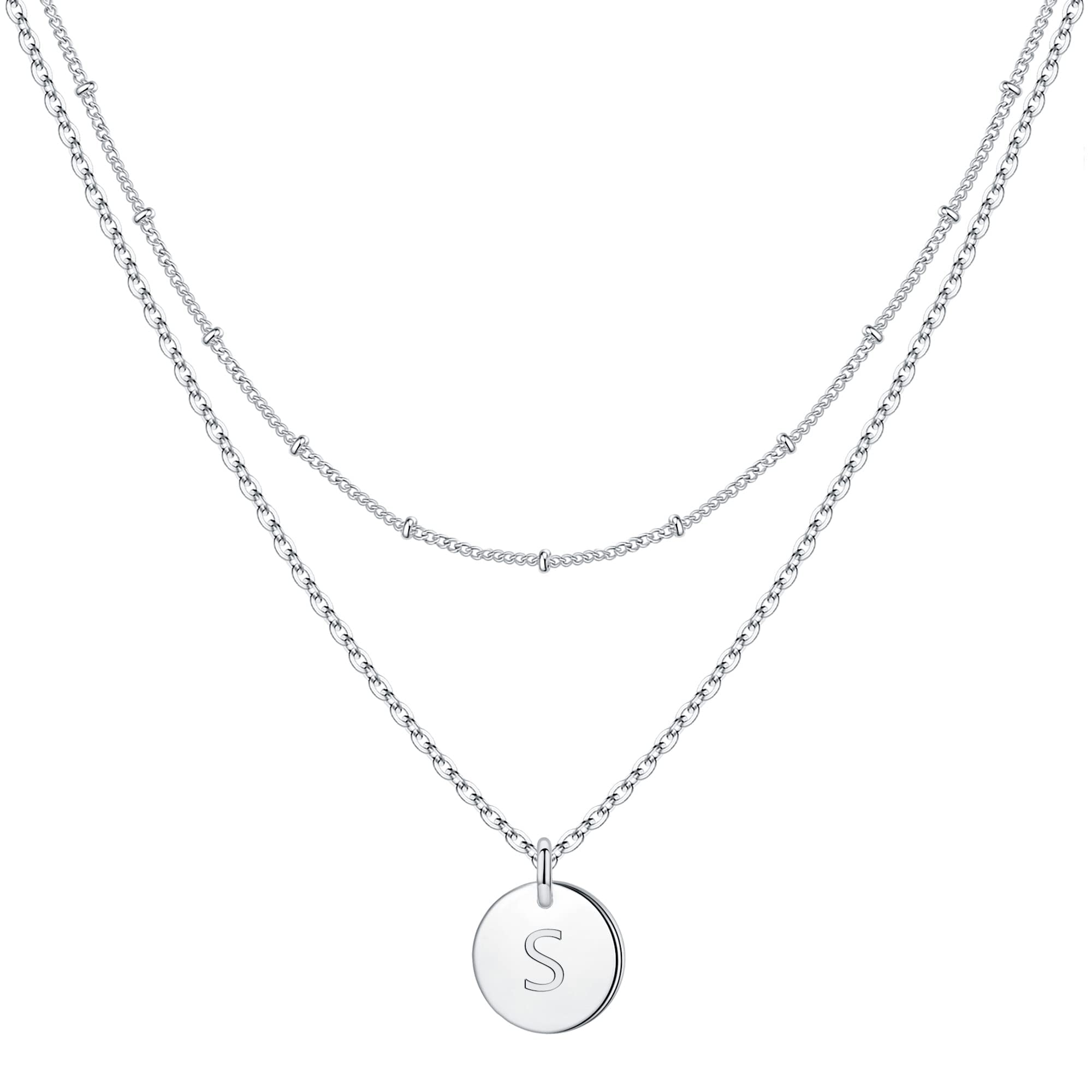 TINGN Buchstaben Kette Damen Mädchen - 14 Karat Vergoldet Ketten Doppelter Seite Gravierter Ketten Damen Buchstaben Kette Layering Halsketten Geschenke für Frauen Teenager Mädchen Schmuck