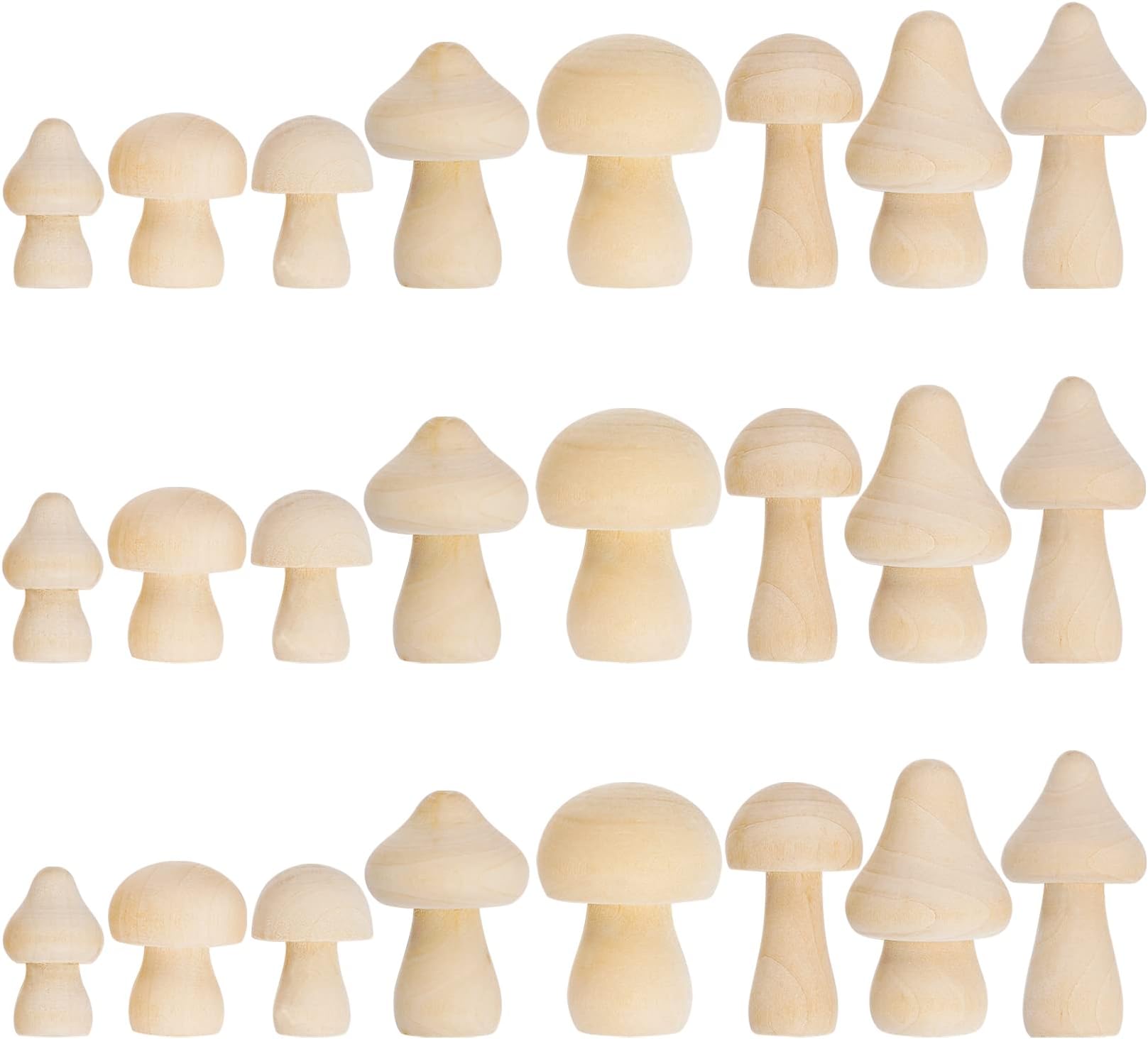 Yookat 24 Pieces Unfinished Wooden Mushrooms Mini Wood Mushroom Unpainted for Arts and Crafts