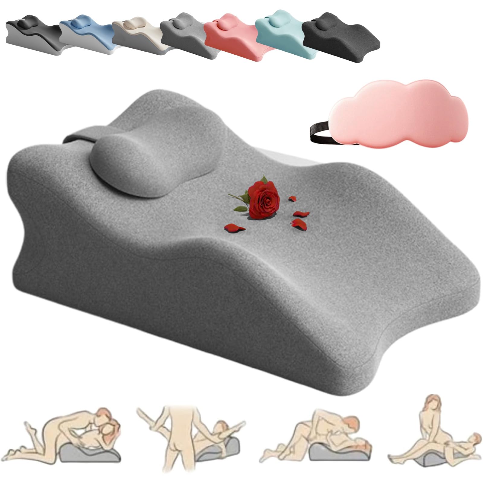 NOLEVA Sex Kissen - 60cm Noleva Komfortkissen, 27 Grad Sex Kissen, Ergonomisch aus Memory Schaum Keilkissen für Ohne Krämpfe In Beinen Oder Rücken,Schmerzfreie Intimität Heute (Hellgrau)