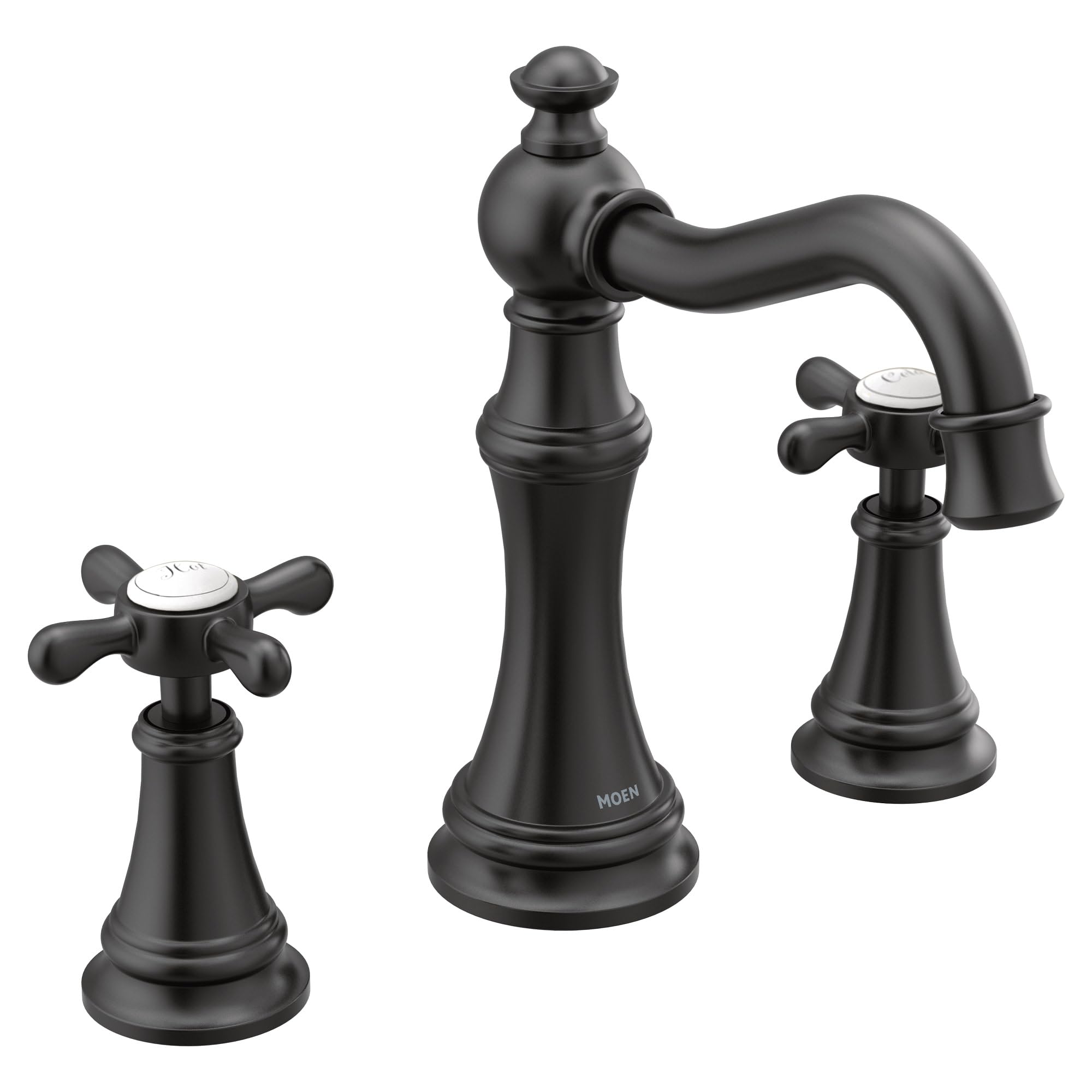 Moen TS42114BL Rubinetto per Bagno a Due Manici, ad Arco Alto, Senza valvola, Cromato, Nero Opaco