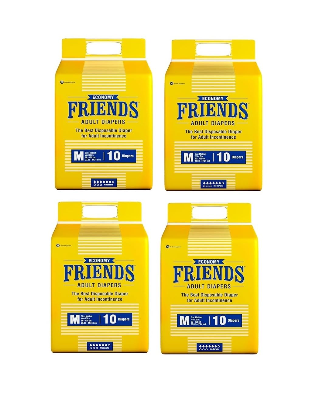 Friends Economy Adult Diapers Tape Style - 10 Count/Pack (Large) with odour lock and Anti-Bacterial Absorbent Core- Waist Size 29.53-57.09 Inch ; 75 – 145 Cm (Medium, 40 Count)-Pack 4 (B0CN4DF5BQ) Amazon Price History, Amazon Price Tracker