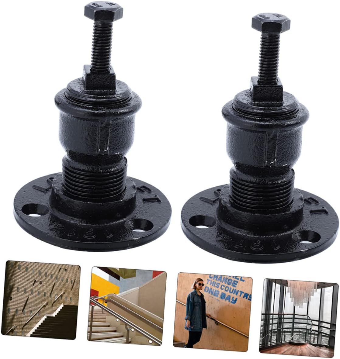 2pcs Iron Handrail Bracket Handrail Mounting Holder for Stairs for Indoor Stairs Railings