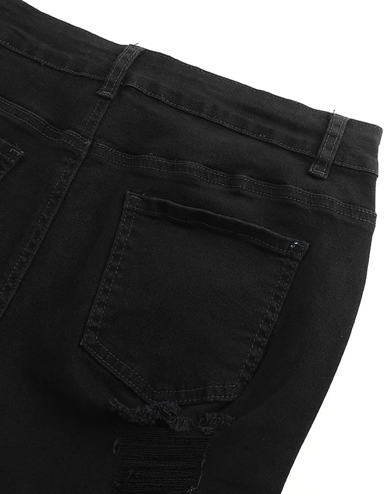 THUNDER STAR Women Mid Rise Ripped Stretchy Jeans Shorts Frayed Raw Hem Casual Denim Shorts - Image 7