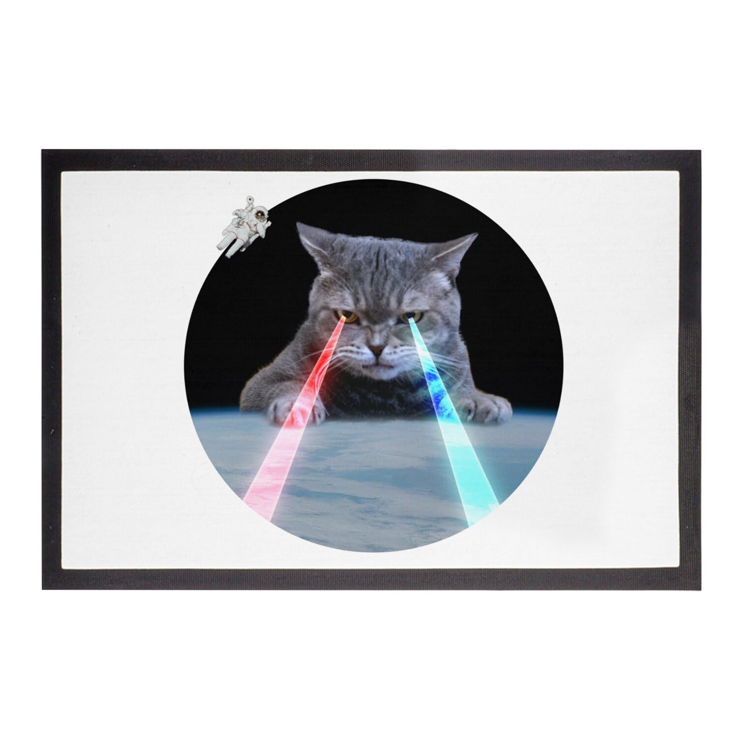 Paillasson Blanc Chat Laser Tapis Sol Anti Poussière Humour 75x50