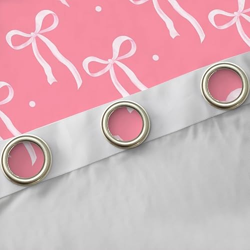Miniatura 5 de Erosebridal Lindas cortinas opacas con lazo rojo y rosa para adolescentes, 2 paneles de 38 pulgadas de ancho x 54 pulgadas de largo, cortinas