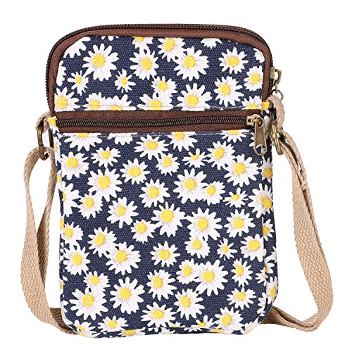 Petit Sac à Bandoulière Femme Sacoche a Main en Toile Porte Monnaie Portefeuille Impression Style Pochette Téléphone Portable Porte-Carte Sac d'Épaule...