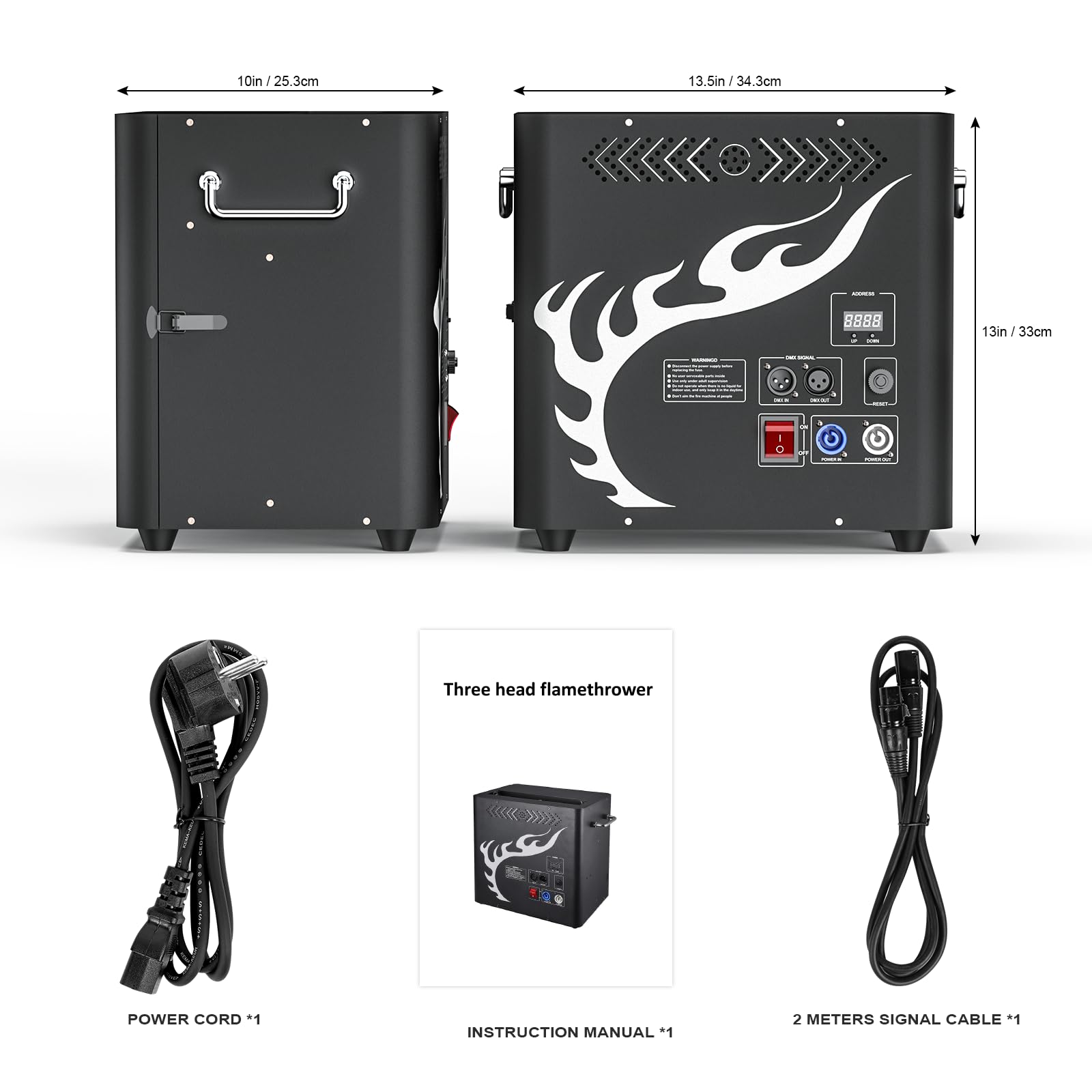 Lanciafiamme, 300 W, proiettore a fiamma Triple Head con accensione a impulsi, controller DMX512, DJ Jet Flame Machine per Natale, Halloween, feste ed eventi sportivi