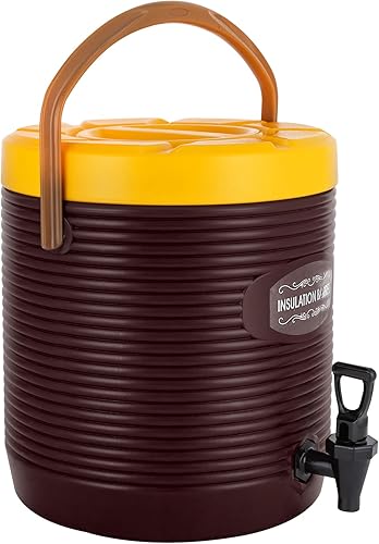 Dispensador de bebidas frías y calientes, dispensador de bebidas aislado de 3.4 galones con grifo, cubo de acero inoxidable para bebidas frías y