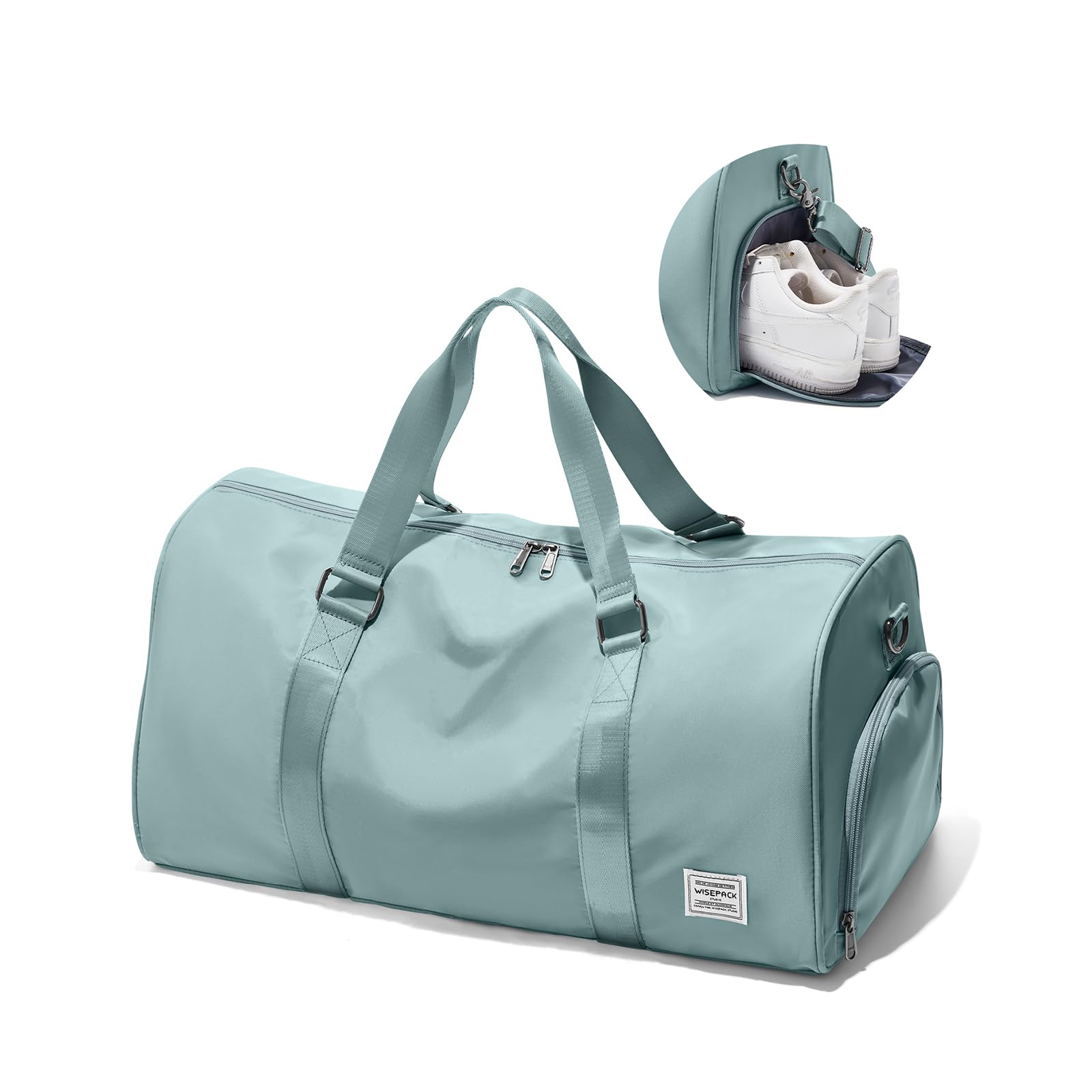 WISEPACK Travel Duffle Bag for Women Weekender Carry On Bags Light Blue