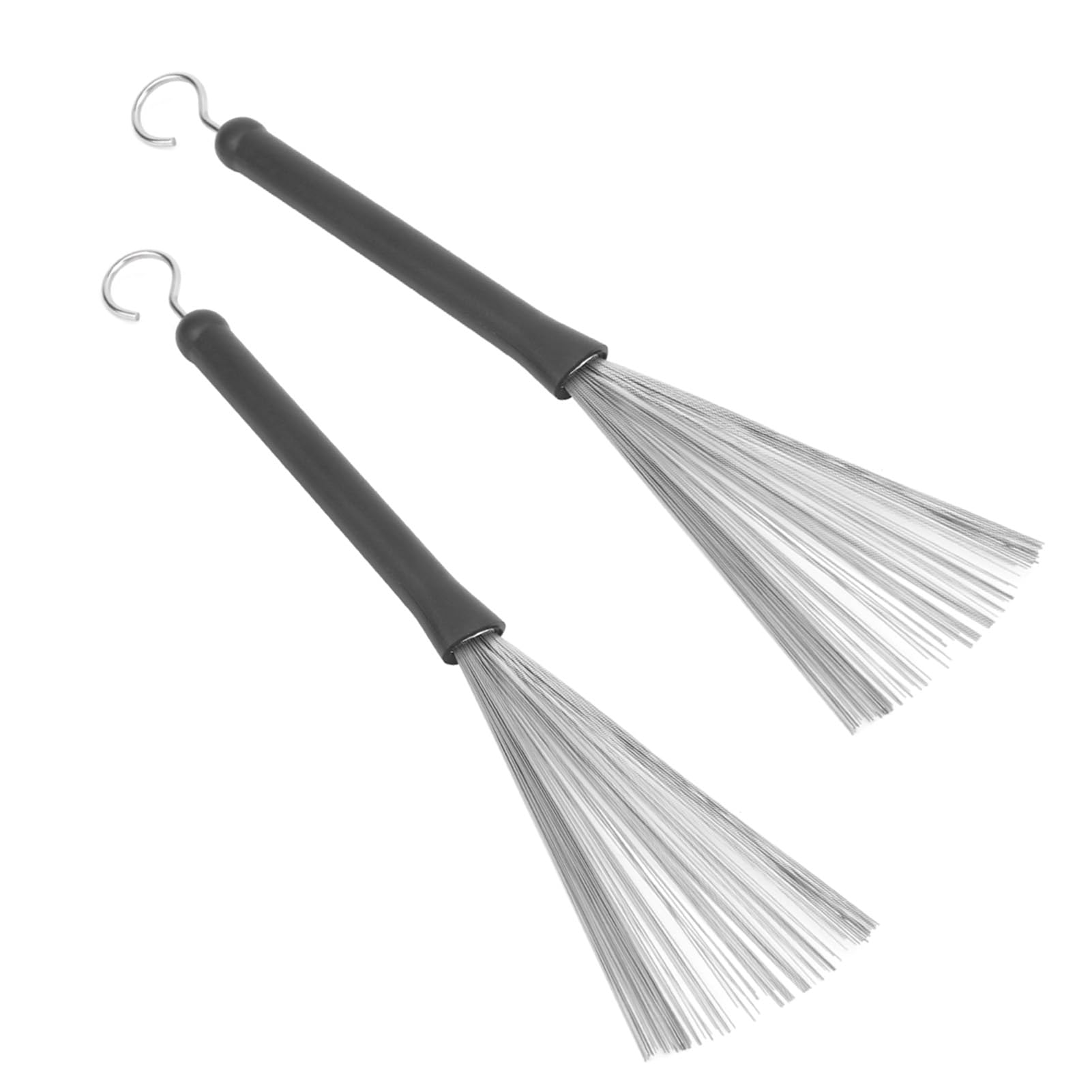 Alomejor Brosse à Tambour en Fil D'acier Inoxydable Durable avec extrémité en Caoutchouc Antirouille, Paquet de 2, Effet de Rebond équilibré, Idéale pour les Batteurs de Jazz, 12,6 X 0,6 Pouces