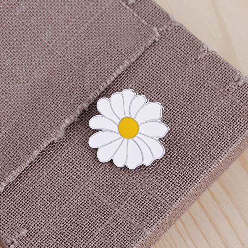 Image of Cute Metal Badge White Daisy Flower Spring Enamel Lapel Pin Brooches