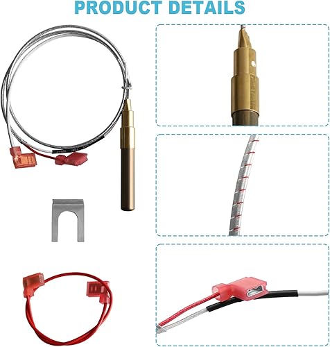 Miniatura 3 de 100112328 Conjunto de termopila de 21 pulgadas para piezas de calentador de agua de gas natural, piezas de repuesto de termopila de 750 millivoltios