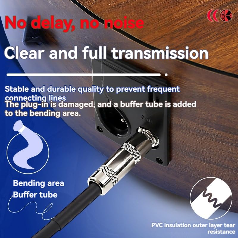 3/6 Meter Guitar Audio Cables Anti-Noise Line 6.35mm Male to Male Colorful Line Pedal Guitar Bass Universal Cable,3Meter,Blue