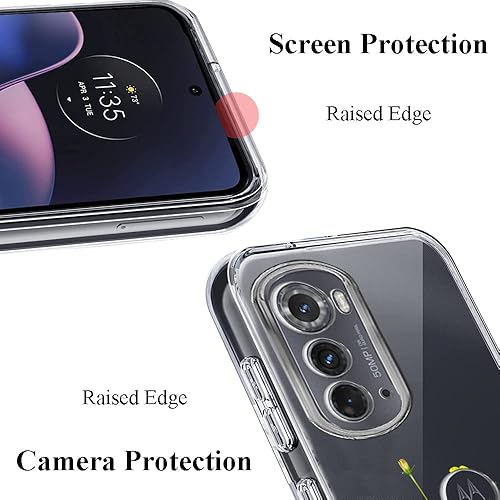 Miniatura 2 de Unov Funda compatible con Motorola Edge 2022 transparente con diseño de TPU suave, absorción de golpes, diseño delgado en relieve, cubierta trasera