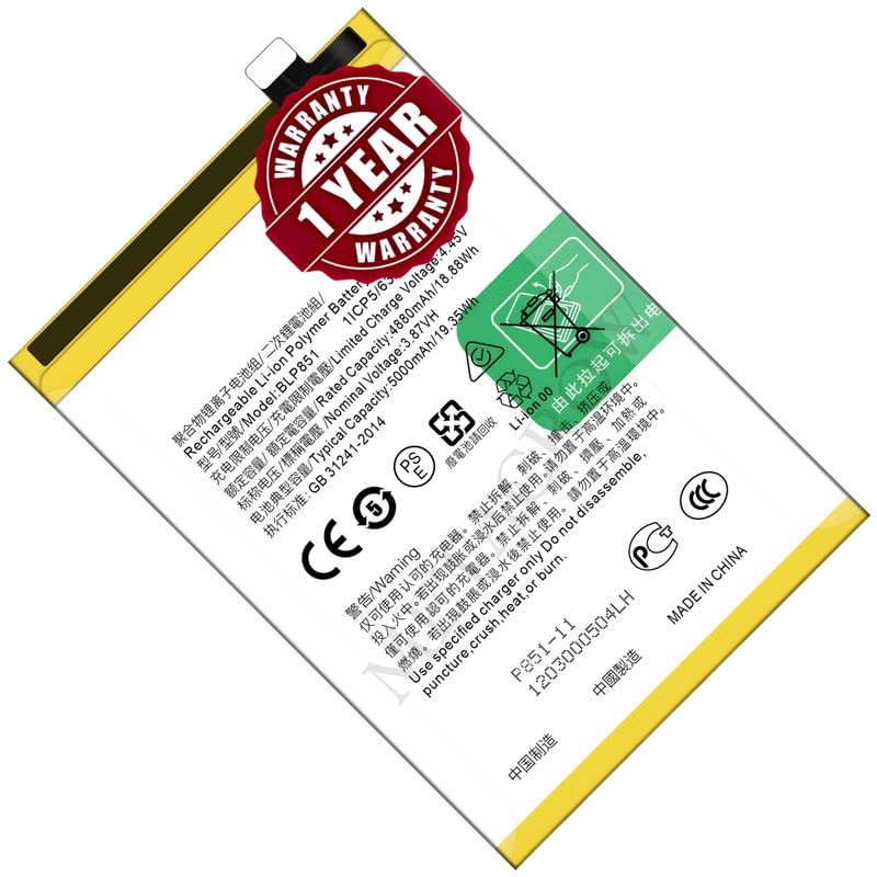 Image of Original BLP851 Battery Compatible for Oppo A74 4G (CHP2219) | A95 4G (CHP2365) | F19 (CHP2219, CPH2219) | F19s (CPH2219, CPH2223) | Reno 6 Lite (CPH2365) - (5000mAh) - 1 Year Warranty JK1