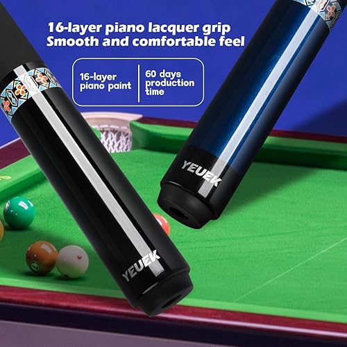 Miniatura 8 de Taco de piscina de fibra de carbono con punta de 0.492 in, baja desviación, palos de billar con 38 x 8 pines, palo de taco profesional de 58