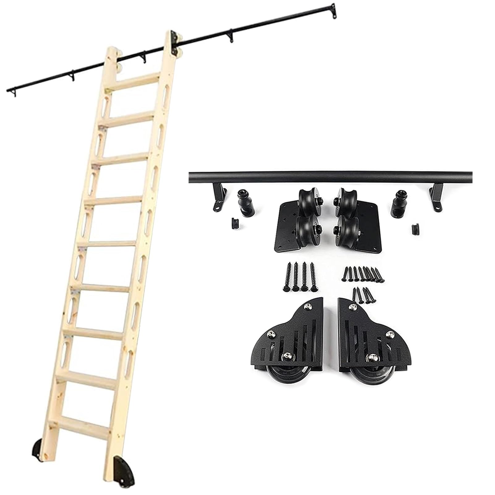 Kit piste échelle coulissante 732cm noir | Sublimez votre loft avec un style industriel épuré