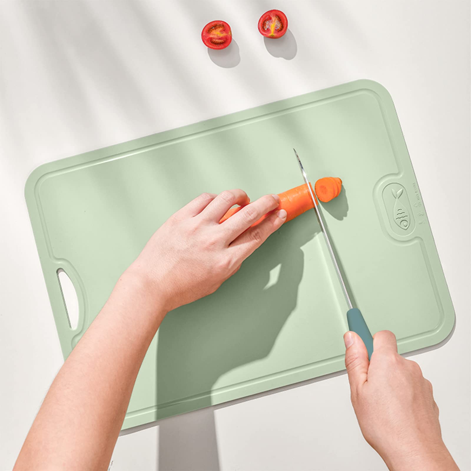 Gintan Tagliere Flessibile in TPU, Senza BPA, con Lama e scanalatura, taglieri Flessibili AntiGraffio per la Cucina, Lavabile in lavastoviglie, Manico Antiscivolo(verde)