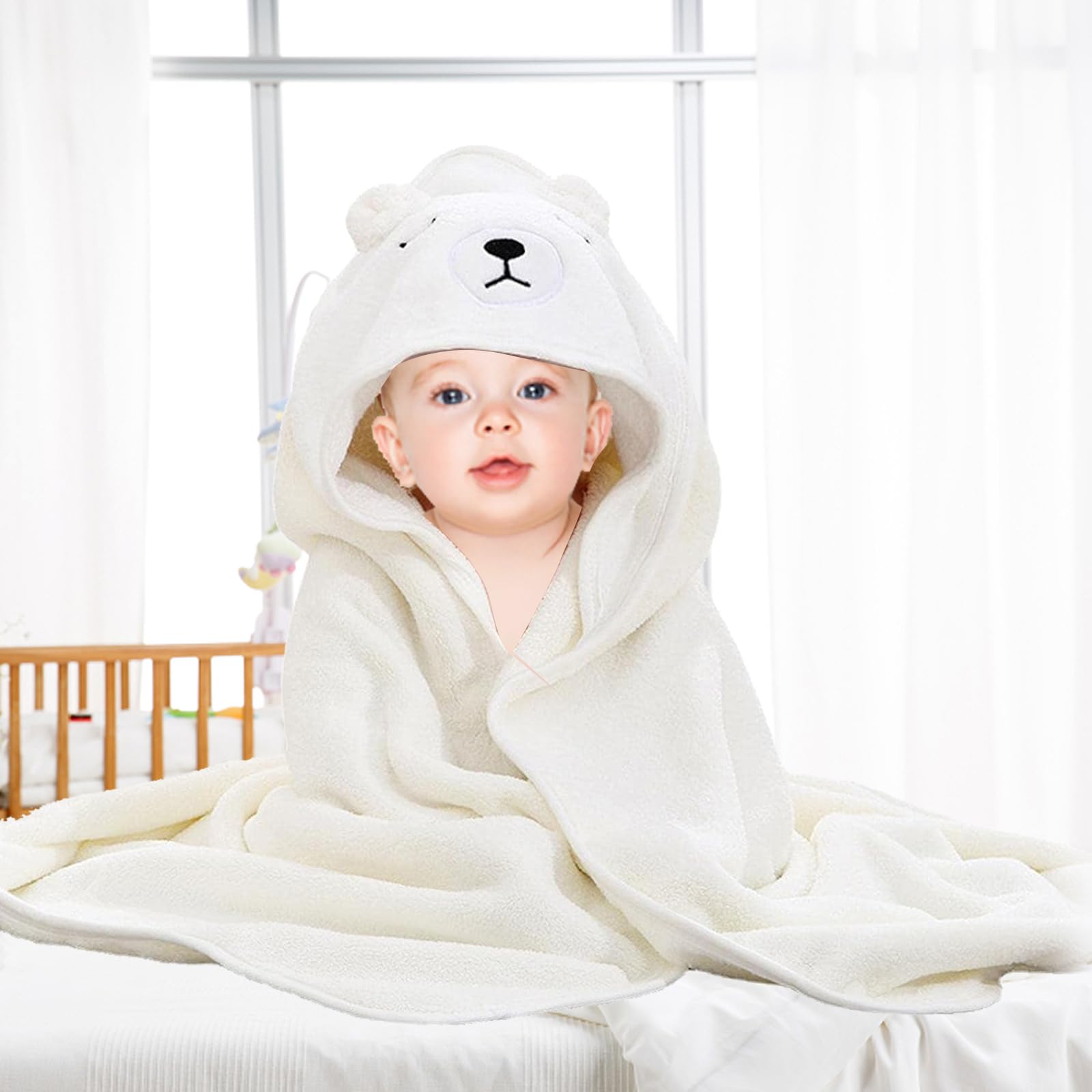 Funmo Cape De Bain Bébé Garcon 3Pcs Serviette Éponge,Douces & Absorption Forte,80 x 80cm Peluche De Corail De Haute Qualité, Cape De Bain 0-5 Ans-Pink (Green)