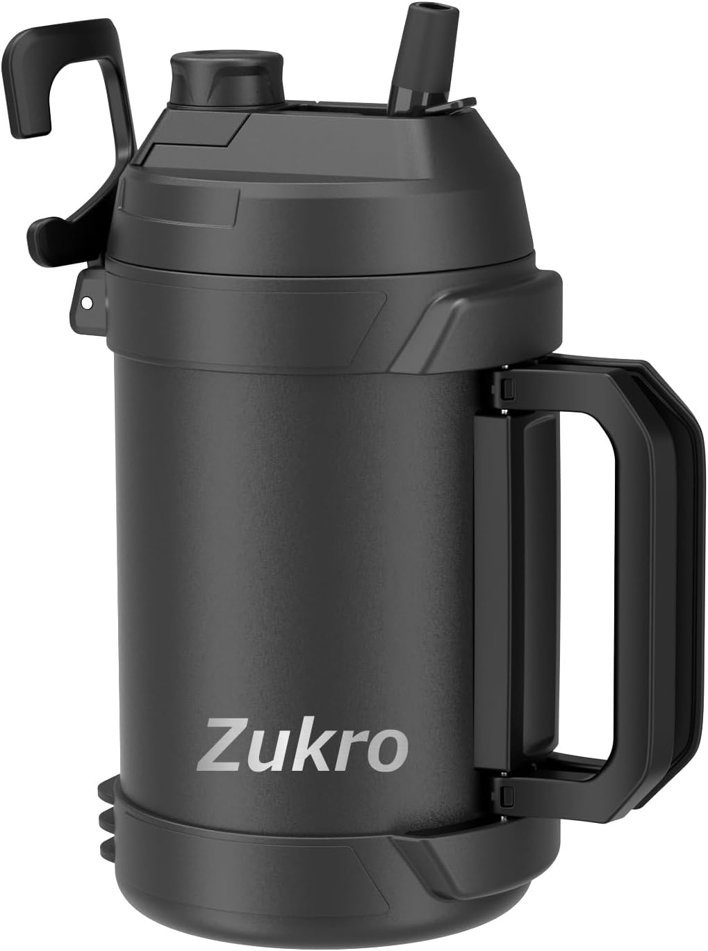 Zukro 1 Gallon Water Bottle Insulated, Leak Proof One Gallon Jug With Handle, No Sweat 128 oz Wide Mouth Stainless Steel Sport Jug With Straw Lid and Spout, Keep Cold 36 Hours, BPA Free - Black