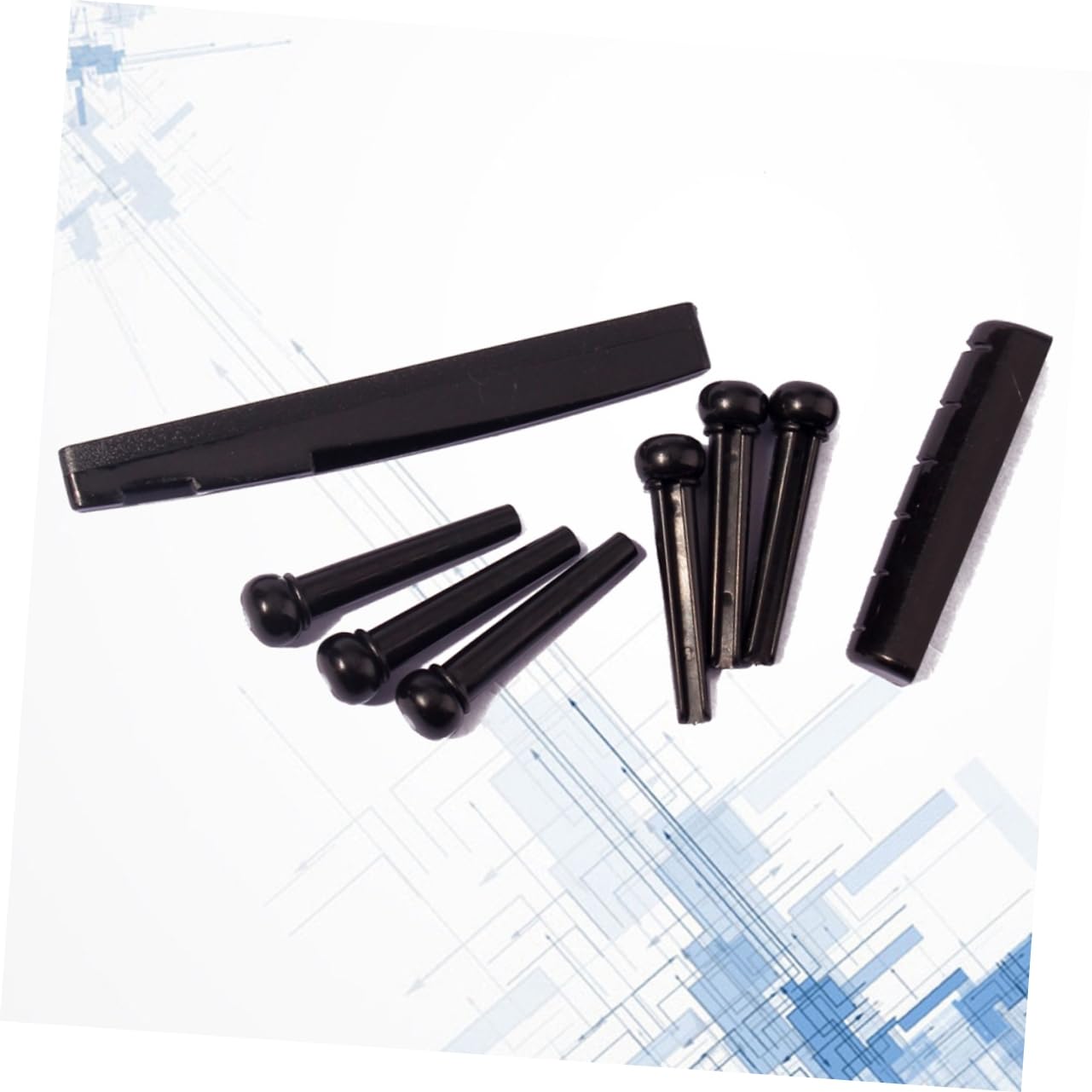 Garneck Acoustic Guitar Black Bridge Saddle and Nut Set Folk Guitar Accessories Nut Saddle Bass Replacement Parts