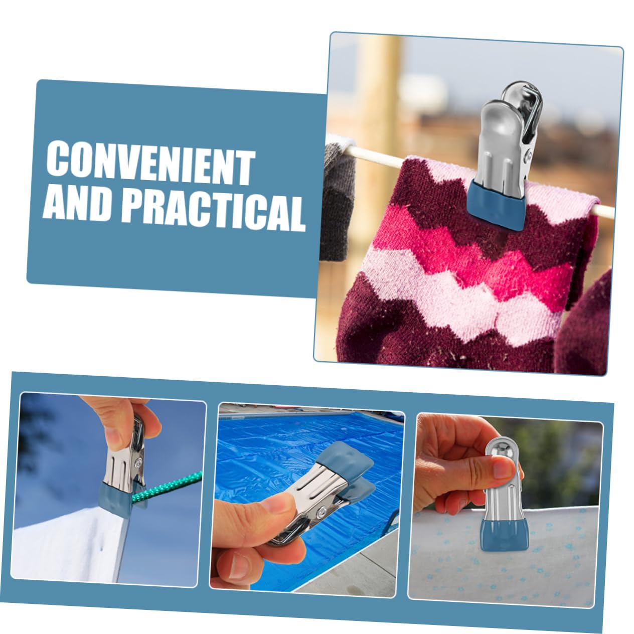 Sosoport 4 Juegos Clips De Cubierta De Piscina De Invierno Toldo Gránulos Perchas Cobertor Piscina Cubierta Piscina Ganchos para Colgar Abrazaderas De Ropa A Prueba De Viento PVC 50 Uds * 4