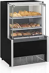 Vitrine Estufa MEQA-075R PR Preta Linha Aurora Gelopar Vidro Reto 0.75m 220V