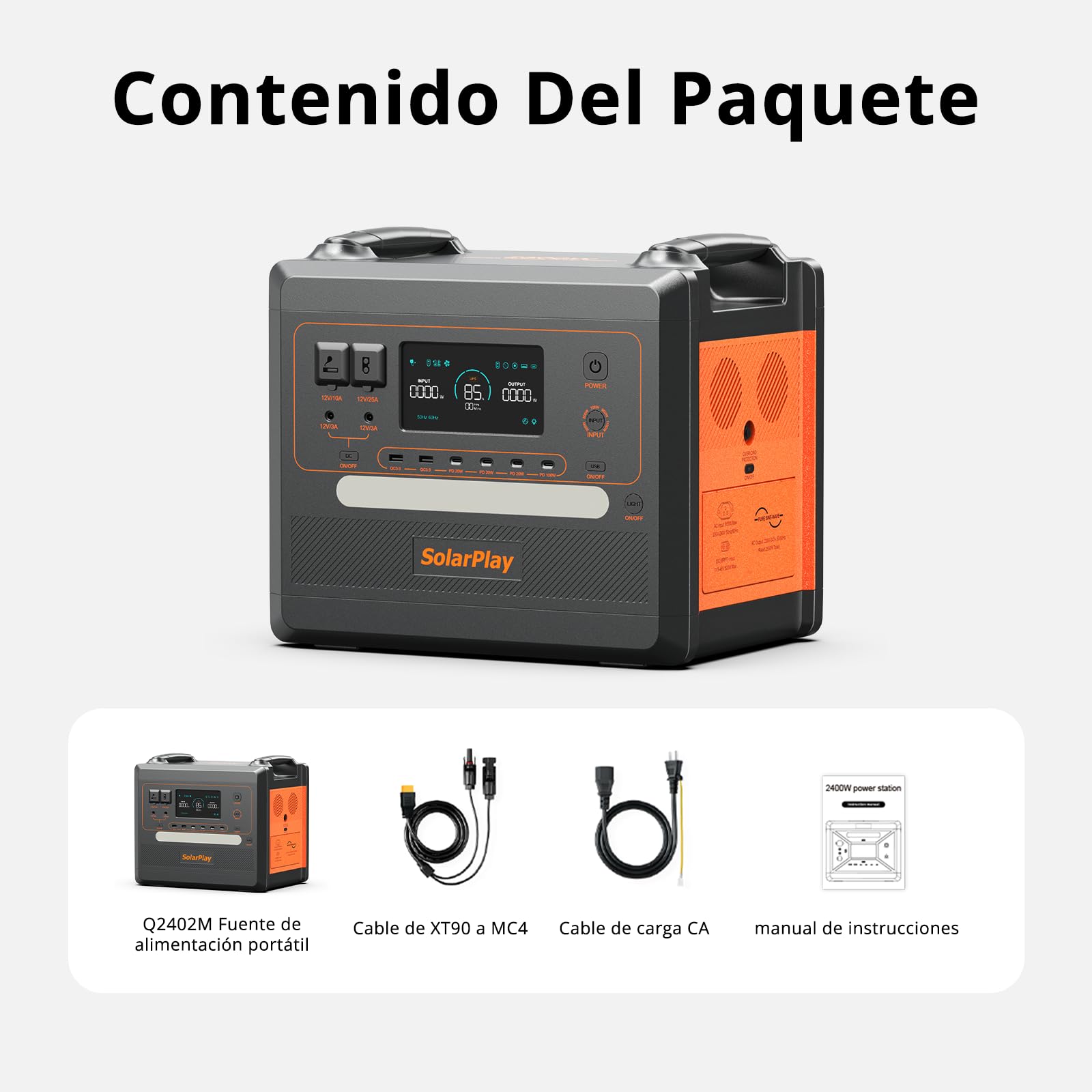 SolarPlay Estacion de energia portatil 2500W, 2300Wh Generador solar portatil Batería LiFePO4 Generador electrico,para Camping,Autocaravana,RV,Viajes,Emergencia por Fallo de (2500W)