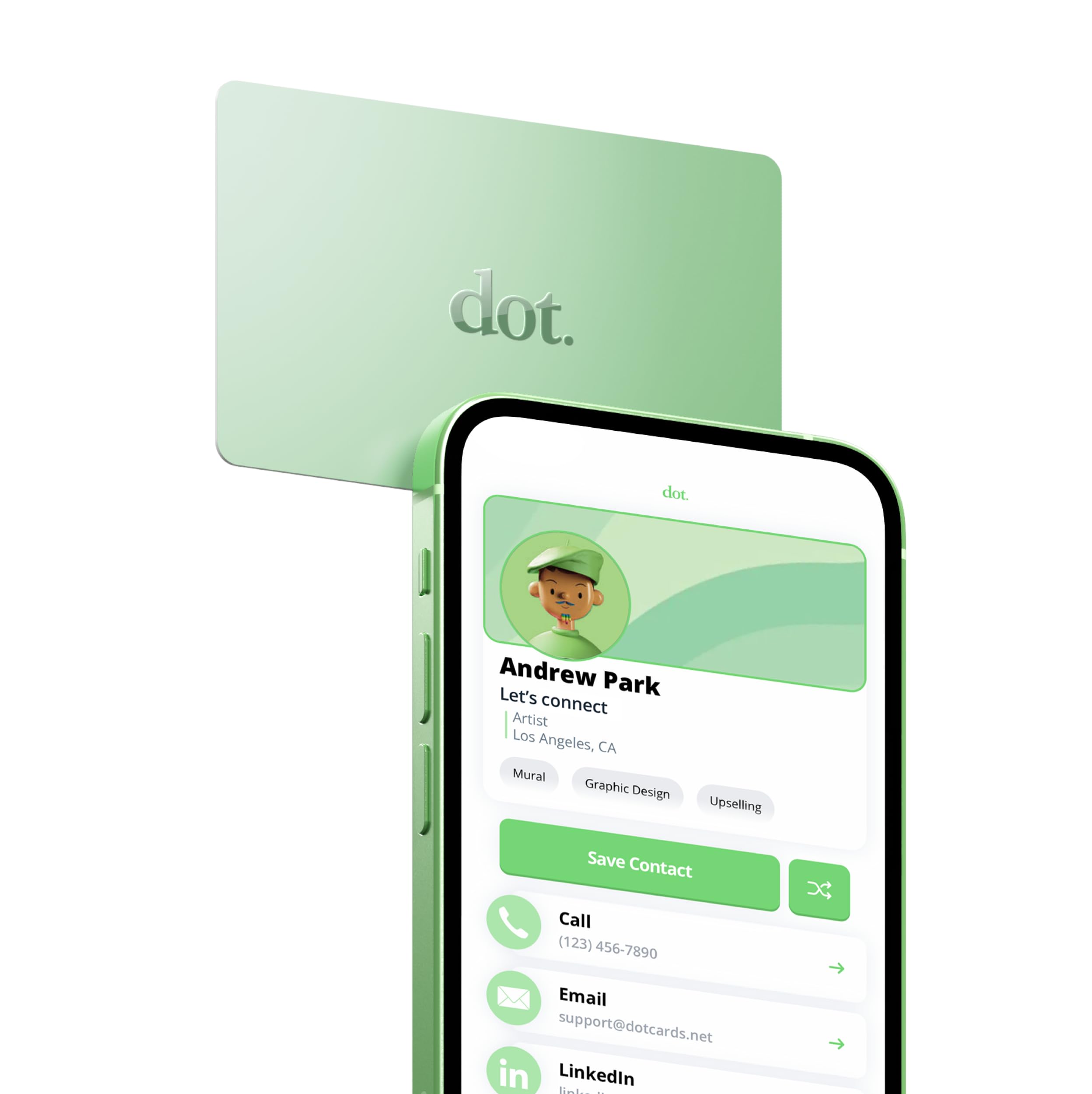 dot. Card - Digital Business Card - Tap Compatible with iPhone & Android (Mint)