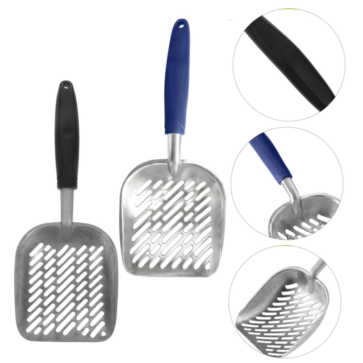UKCOCO 2 Lettiera in Resistente Ergonomico Antiaffaticamento Setaccio con Fori per Pulizia Rapida e Facile Manutenzione Blu Nero