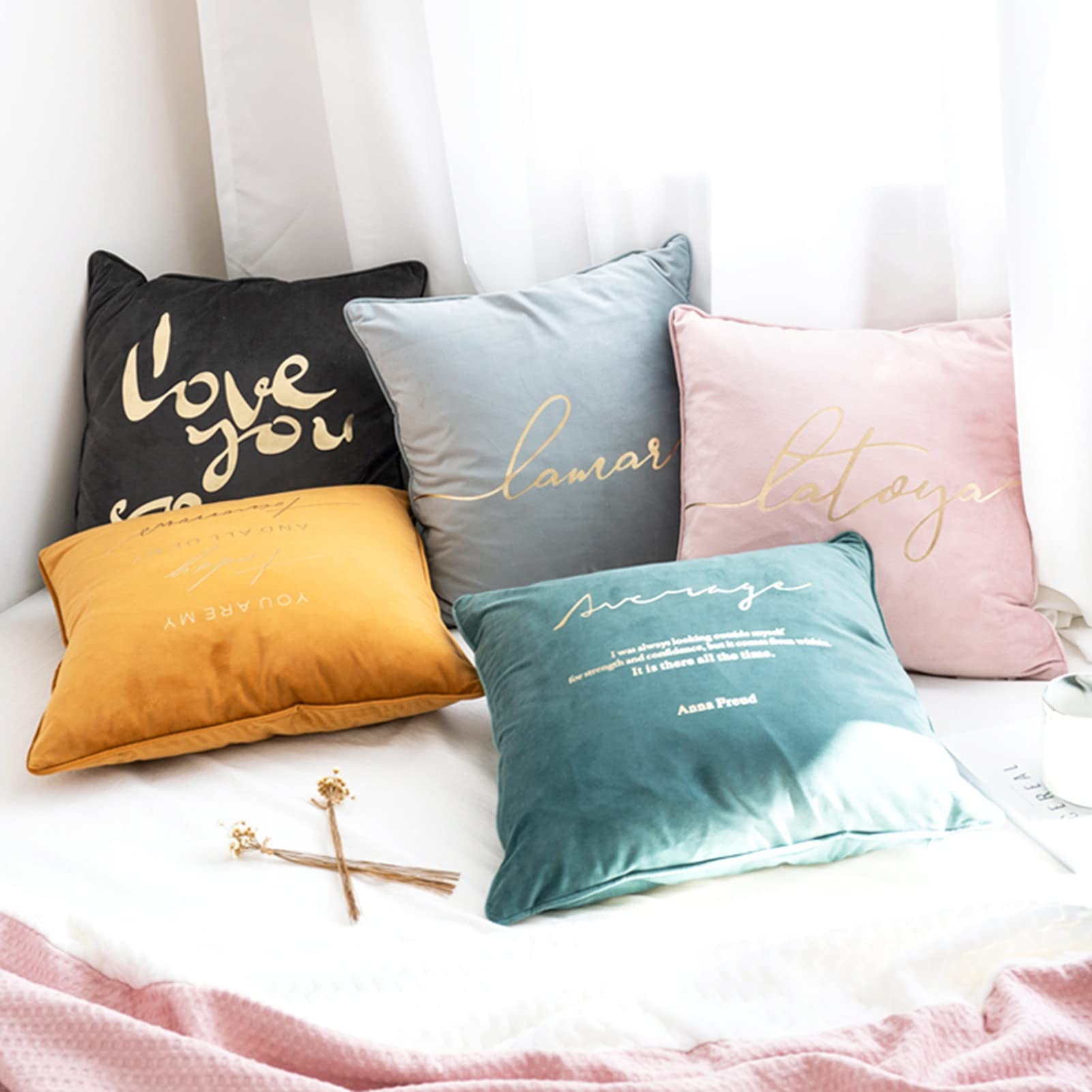 Almohadas Funda De Cojín para Sofá Funda De Cojín para Arrojar, Suave Y Lisa con Cremallera Invisible, 45X45cm (Color : A)