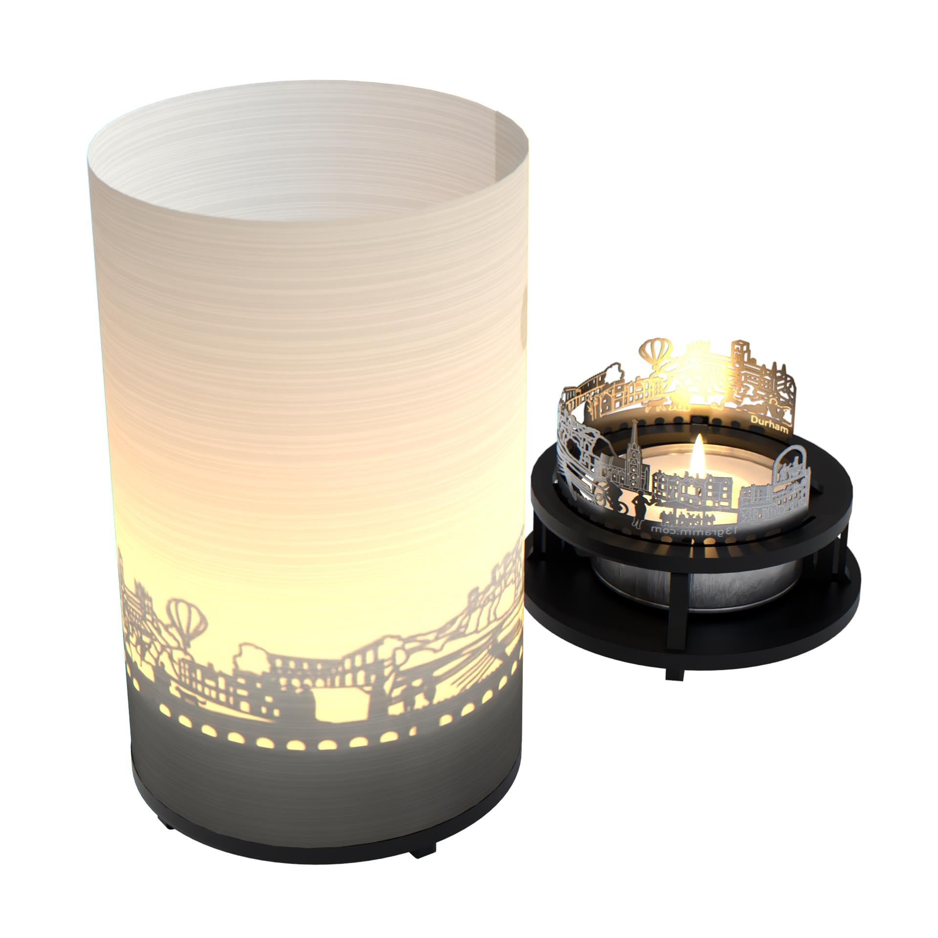 13gramm Durham Premium Gift Box Candle - Illuminate your space with Durham's skyline and motifs - Perfect souvenir for Durham fans - Shadow play enchantment