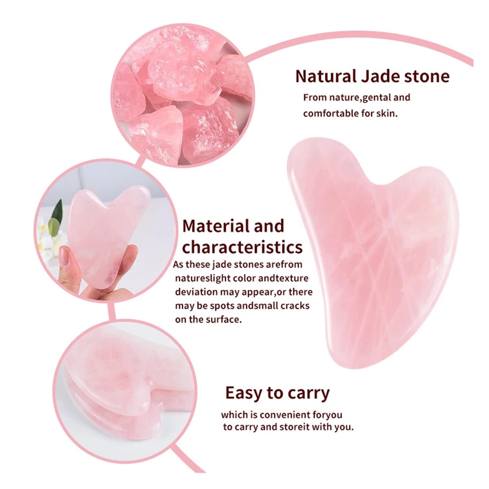 Natürliches Jade-Gua-Sha-Schaber-Massagegerät, Rosenquarz-Guasha-Massagebrett, Facelifting, schlanker Gouache-Schaber, Schabplatte(Natural Black)