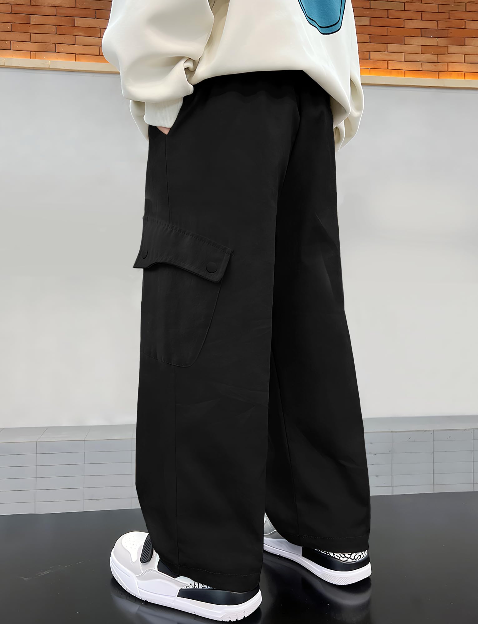 Maeau Pantaloni cargo per ragazzi Pantaloni larghi per bambini Pantaloni della tuta in cotone Pantaloni della tuta larghi Hip Hop Joggers elastico in vita