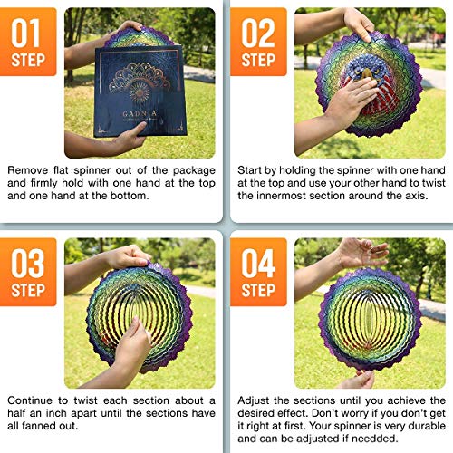 Wind Spinners Outdoor Metal Decorations Purple Gorgeous Double Spinners | Mandala Stainless Steel Ornament For Garden Home Decor | Multi Color Metal Sun Catcher Art For Tree Hanging, Backyard (M4) #TOP3