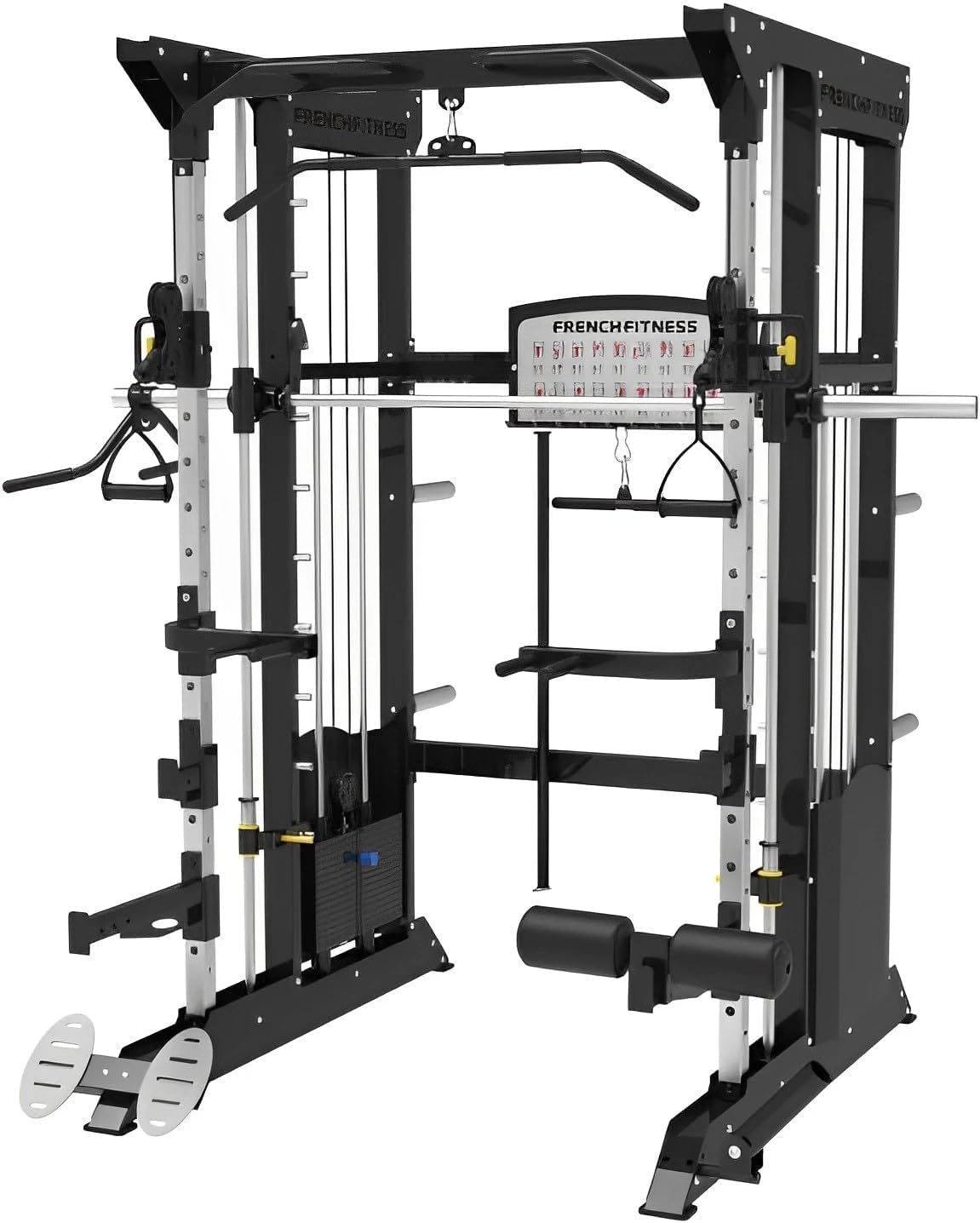 French Fitness FSR70 All-in-One Smith Machine, Squat Rack & Functional Trainer – Multi-Station Training System with Optional Attachments