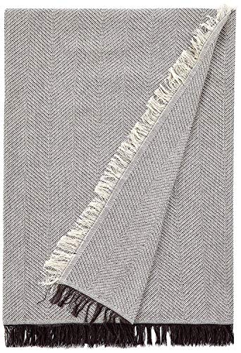 DHestia - Funda Foulard Cubre Cama y Sofá con Flecos Espiga (180x260 cm, Marrón)