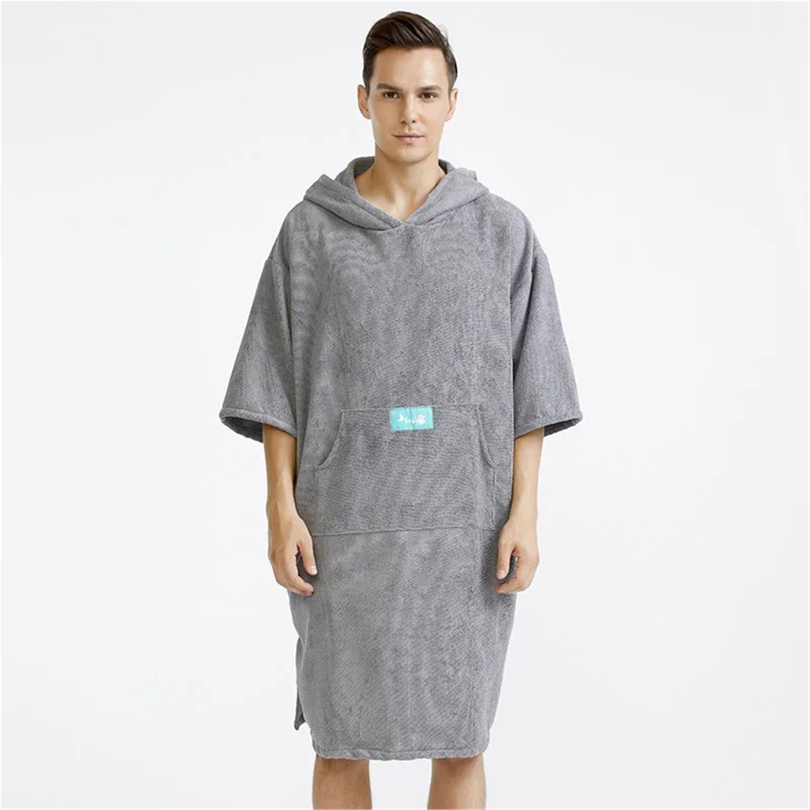 Albornoz for Adultos, Toalla de baño, Gorro Super Dalian, Playa, Albornoz Secado rápido for Hombres y Mujeres Poncho de Playa(Gray)