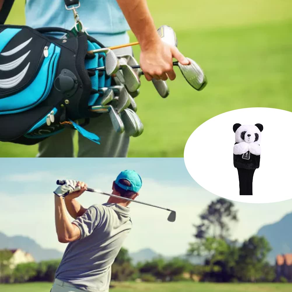 Gcroet Couvre-Tête Portable pour Bois de Driver et Fairway Wood - Panda Club Head Protecteur Noir 17x6x6cm