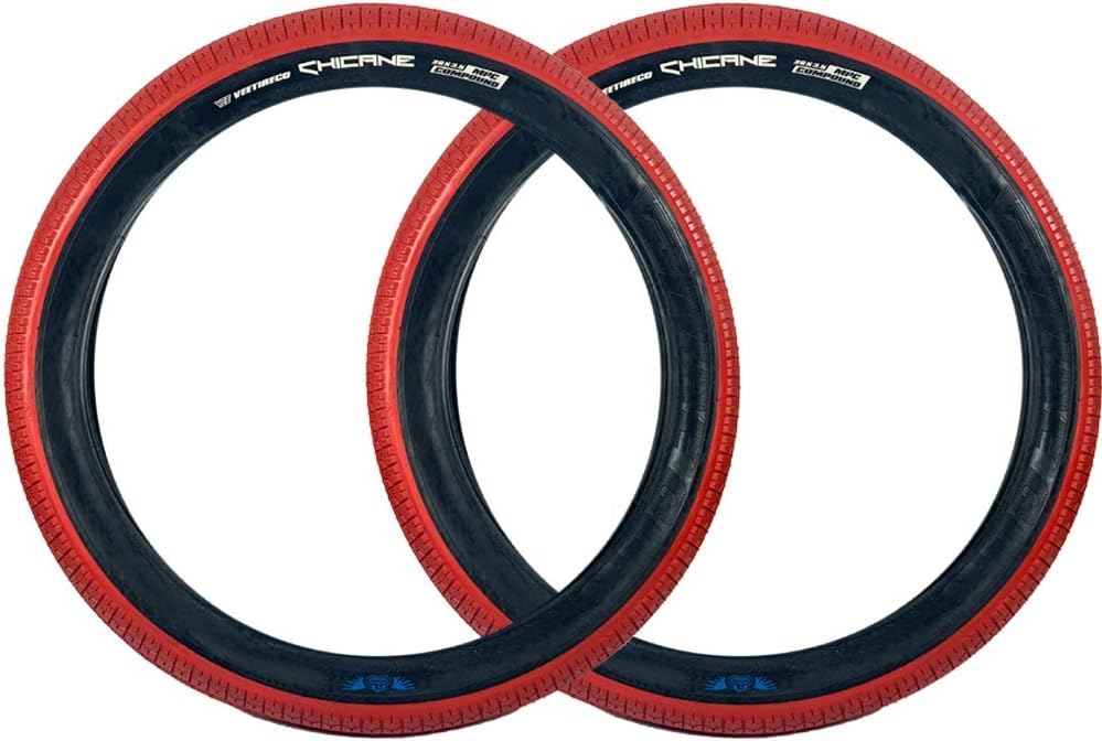 SE Bikes Chicane 26 x 3.5 BMX Durable Wire Bead Replacement OEM Dirt Street Bike Tire Bundle (Red Black)