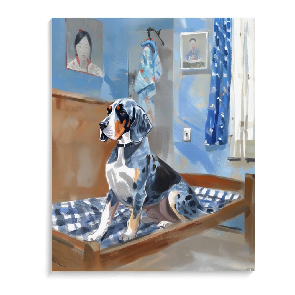 Paint by Numbers Bluetick Coonhound Dog DIY Acrylic Painting Kit with Brushes Pigment Oil Painting Artwork Adults Beginners Wall Decor 20x24inch(50x60cm) Frameless
