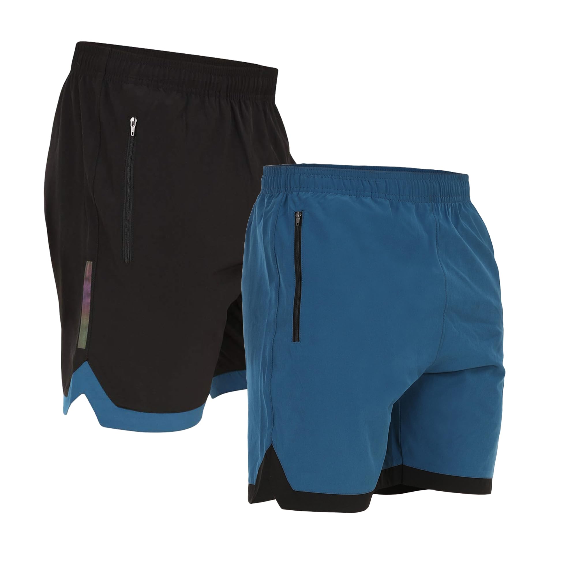 Mens 2 Pack Polyester Yoga Short Men Summer Running Gym Sports Shorts with Pockets Shorts for Men